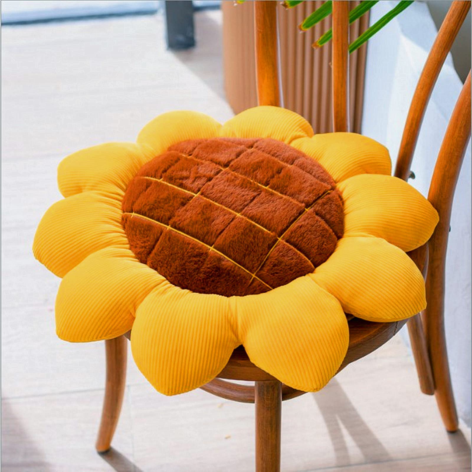 Levinis Yellow Sunflower Cushion Mat Home Decor Reversible Floor Pillow Seating Cushion Girls Boys Mother Gift Soft Velvet Stuff